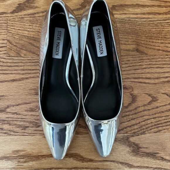 Steve Madden Nathalia Pointed Toe Silver Metallic Pumps Sz 8.5 New Never Worn - Picture 1 of 8